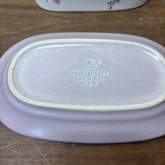 Vintage Pfaltzgraff Cape May Butter Dish, Creamer Pitcher Covered Sugar Bowl Set - Picture 4 of 11